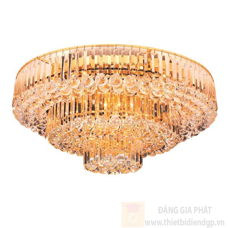 Đèn mâm ốp trần pha lê tròn Ø800*H300, E14*13 lamp, LED 5W*9, 228 crystals, remote
